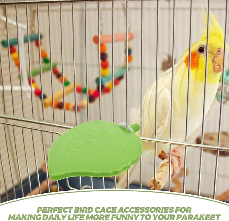 KESYOO منصة أوراق الشكل الخضراء البلاستيكية لحامل مجثم الطيور للببغاوات والكوكاتيل والباراكيت - Image 3